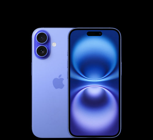 Purple smartphone with Apple logo on a white background